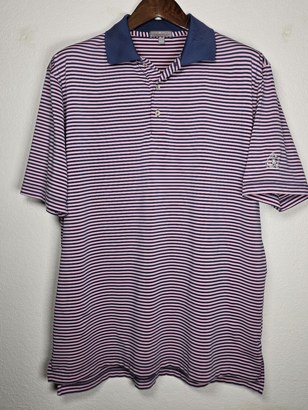Peter Millar Summer Comfort Polo L Pink Navy Striped